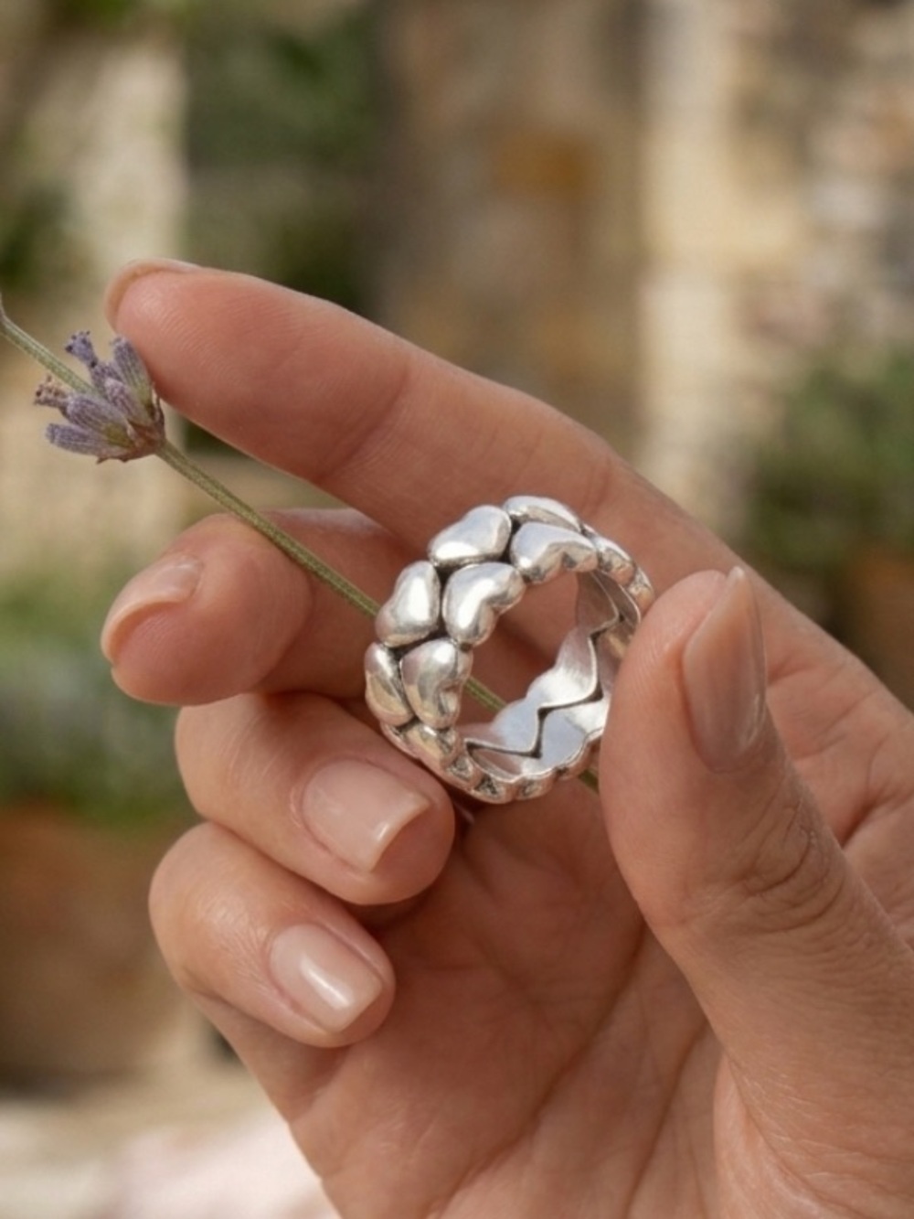 NEW 925 Sterling Silver Heart Band Ring Chanky